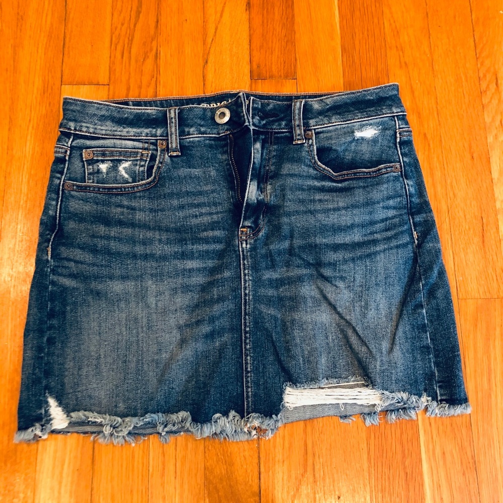 AE Lightly Distressed Denim Mini Skirt